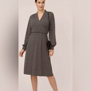 Adrianna Papell Long Sleeve Wrap style midi Dress
